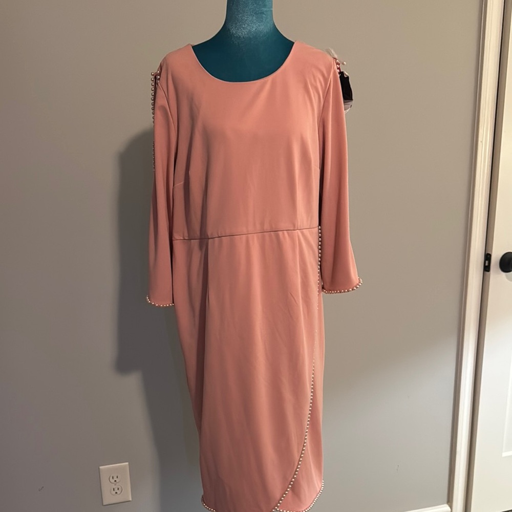 Elegant Pink Dress with Pearl Accents